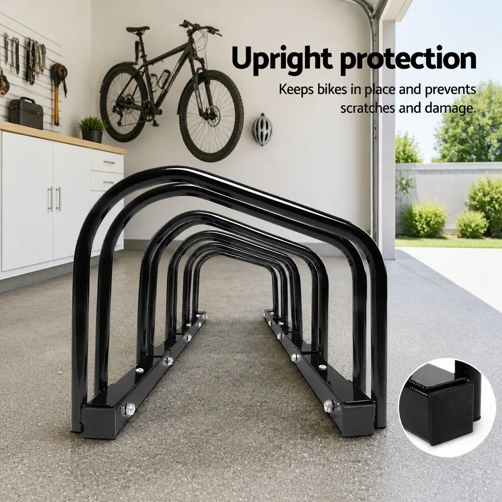 Bike Stand Rack Floor Parking Holder Storage for 5 Bicycles Freestanding Black