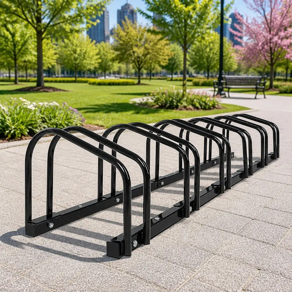 Bike Stand Rack 6 Bicycle Storage Floor Parking Holder Black Freestanding