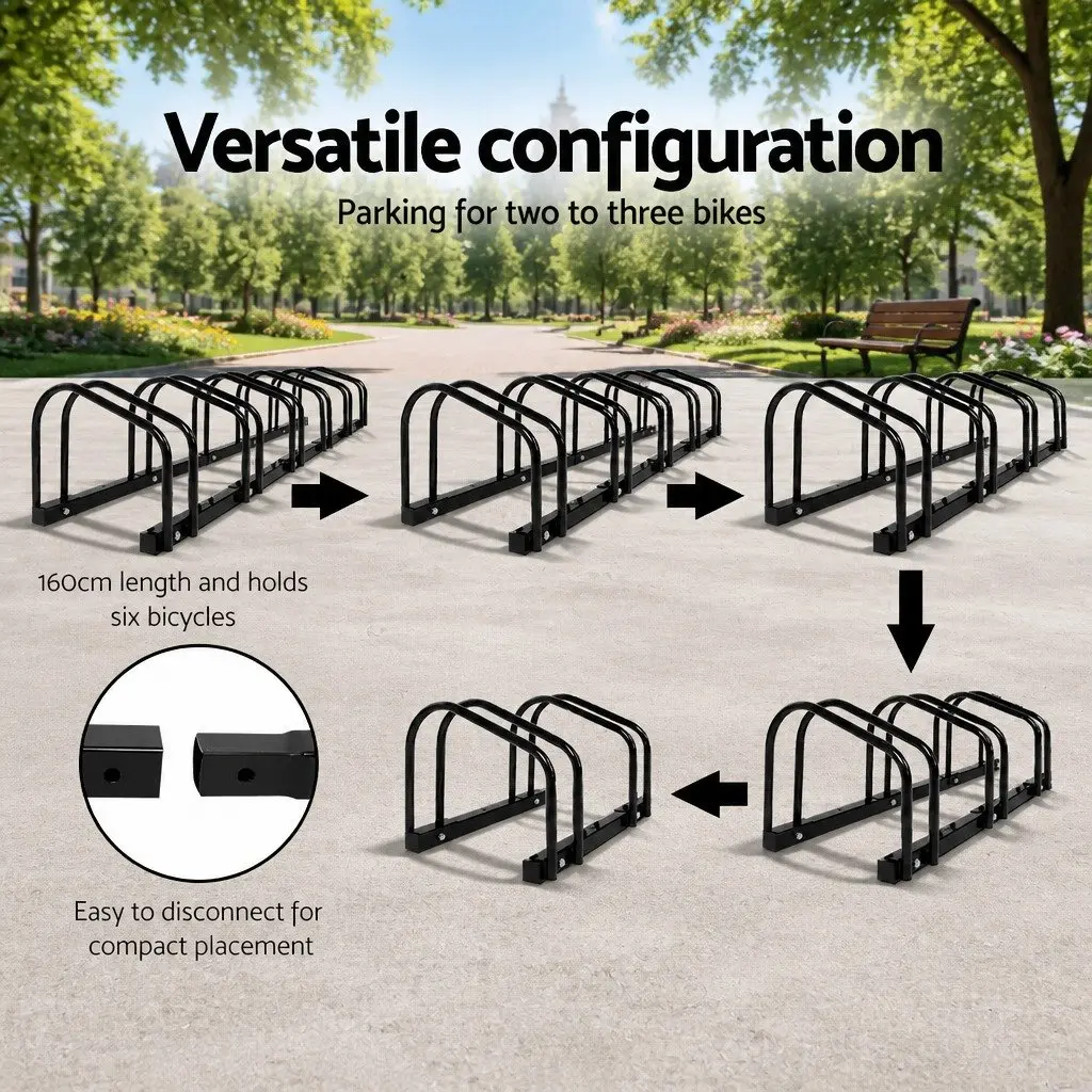 Bicycle Stand Rack Freestanding Black Steel 6 Bicycle Storage