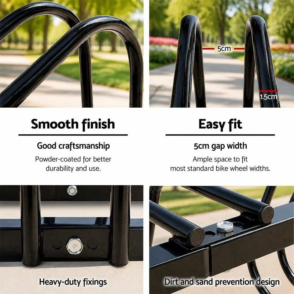 Bicycle Stand Rack Freestanding Black Steel 6 Bicycle Storage