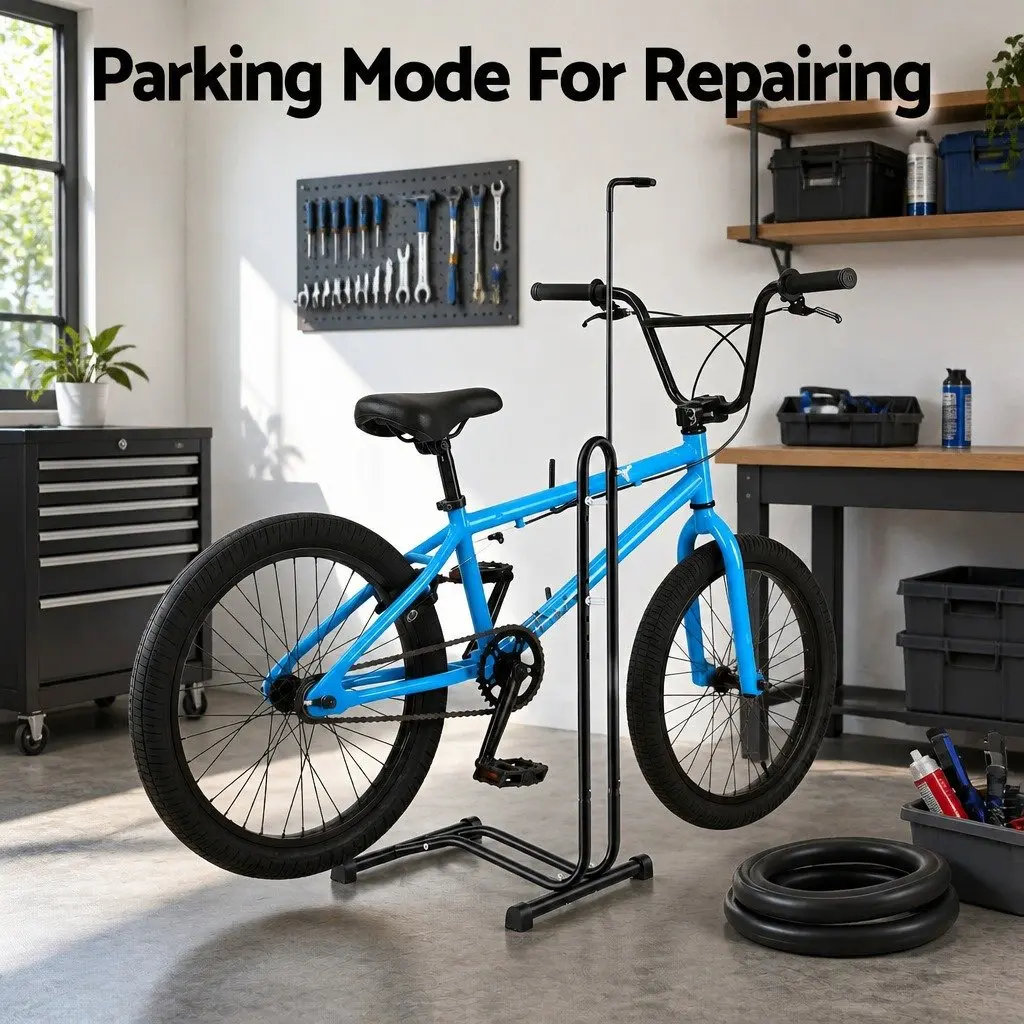 Bike Parking Stand 4-in-1 Vertical Floor Storage Rack for 24"-27.5" Bicycles