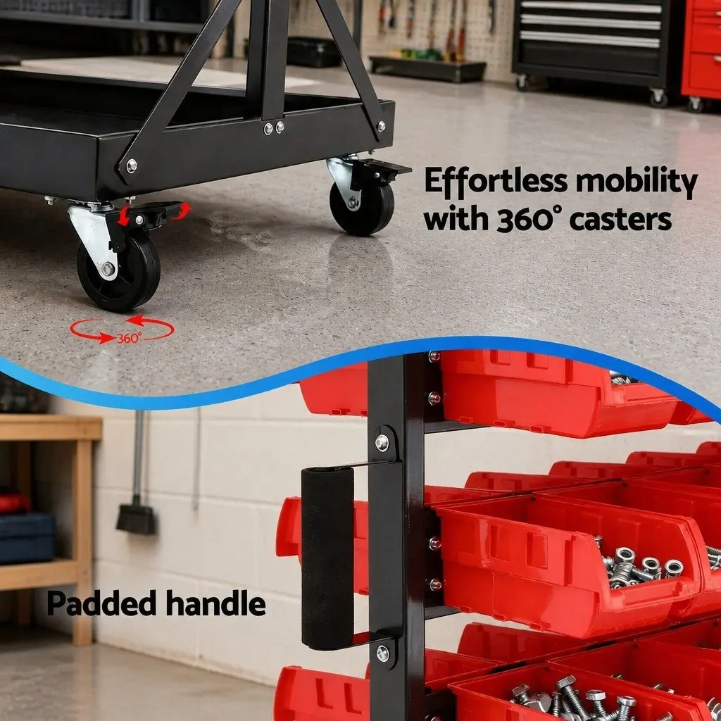 Double-Sided 74 Bin Storage Rack