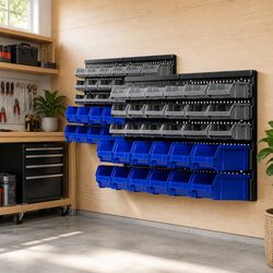 60 Bin Wall Storage Rack Organiser Garage Tool Holder Pegboard Detachable Bins