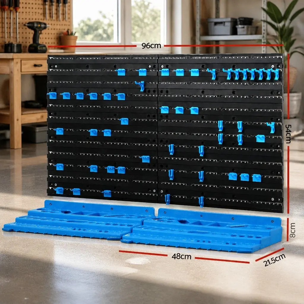 Wall Mounted Tool Storage Rack 54 Piece Garage Pegboard Bin Holder Organiser