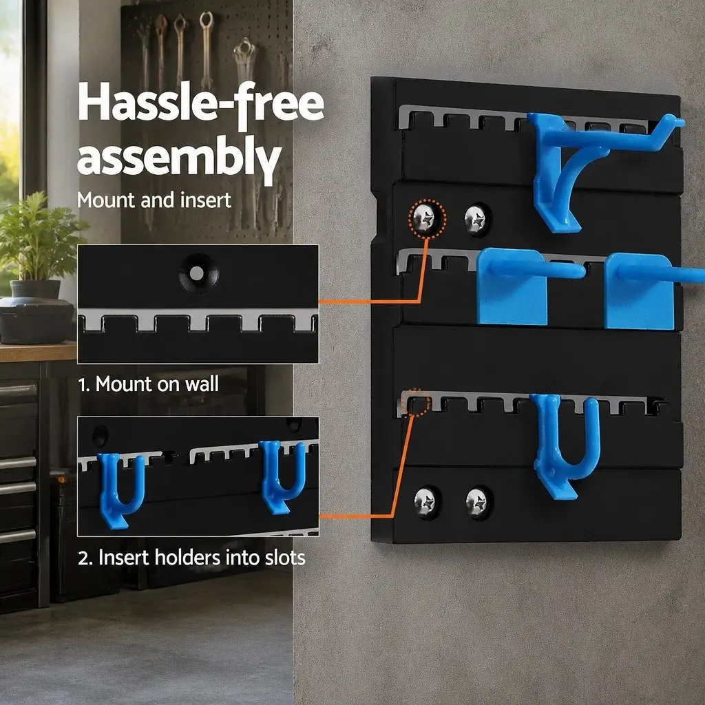 Wall Mounted Tool Storage Rack 54 Piece Garage Pegboard Bin Holder Organiser