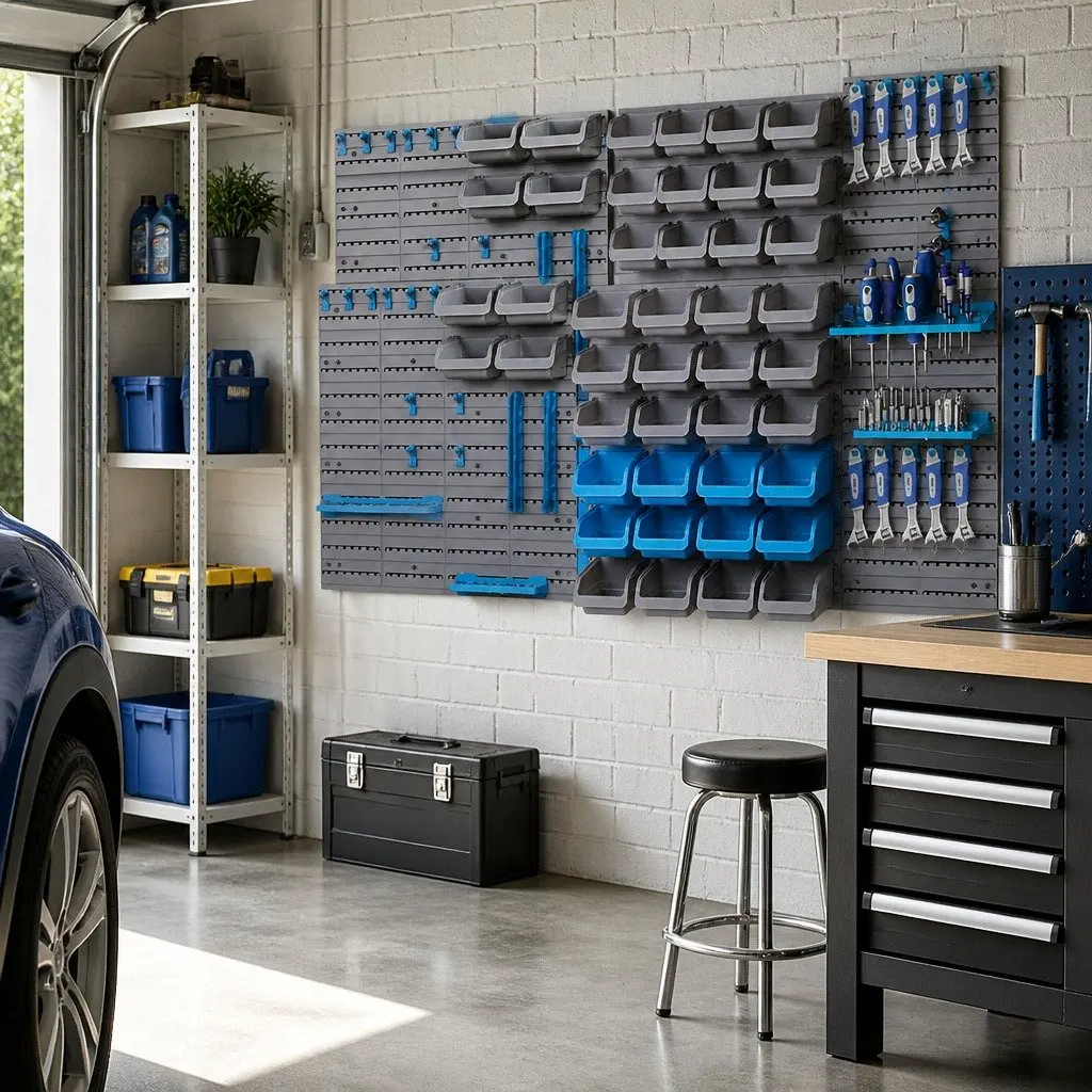 Wall-Mounted Storage Bin Rack