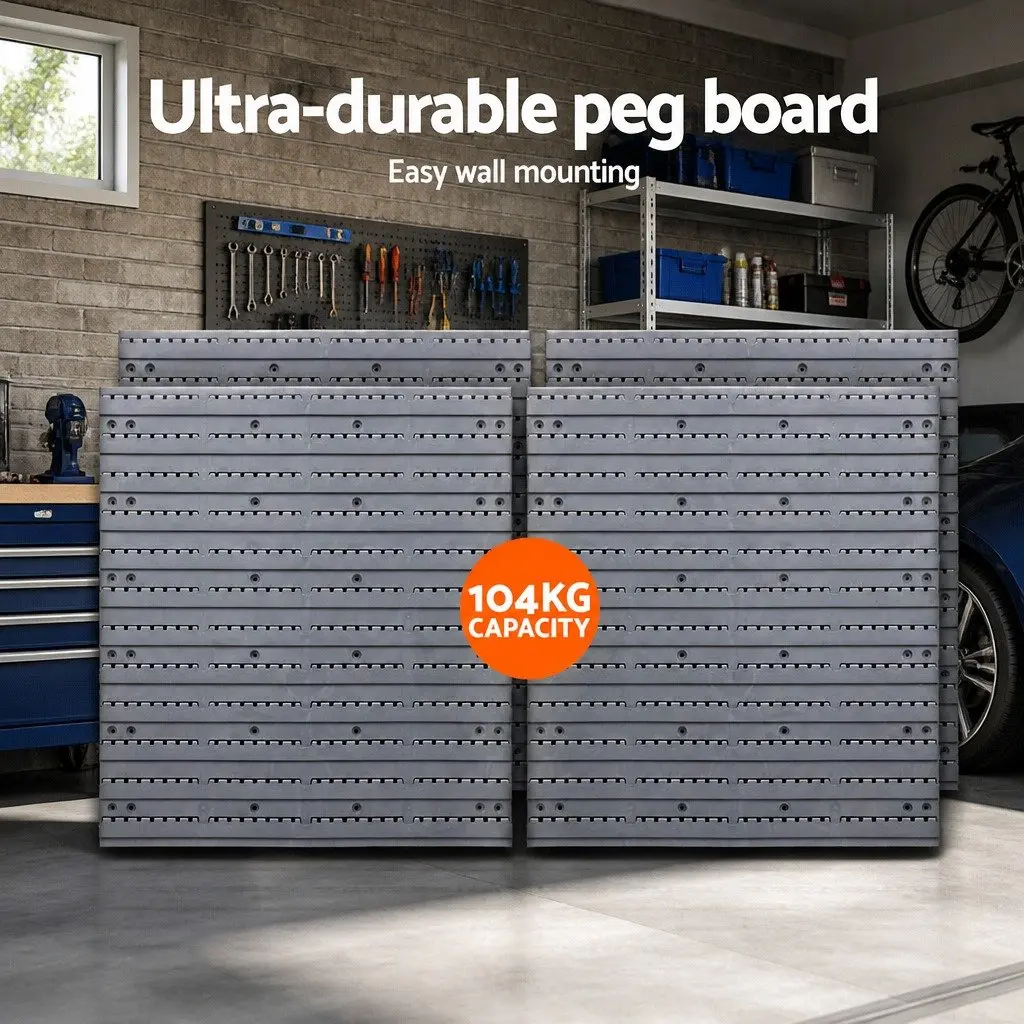 Wall Mounted Storage Bin Rack 88 Parts Tool Organiser Adjustable Pegboard System