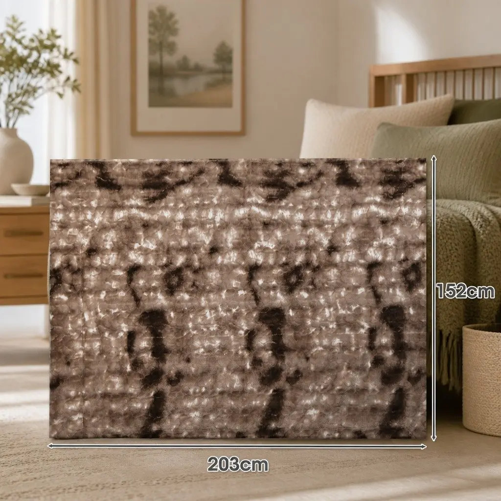 Tie-Dye Blanket Brown 152cm x 203cm Faux Fur Double-Sided Cozy Throw Warm