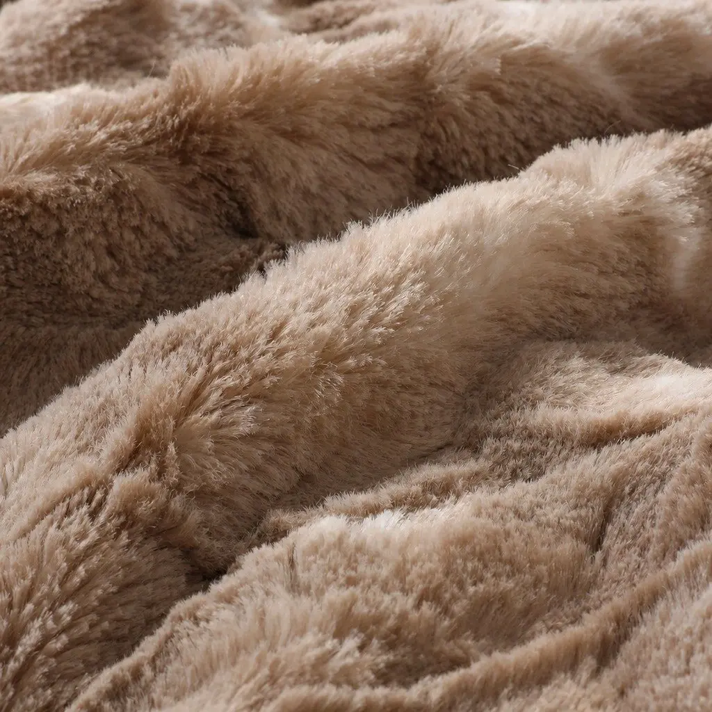 Tie-Dye Blanket Brown 152cm x 203cm Faux Fur Double-Sided Cozy Throw Warm