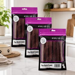 Friendly Roo Sticks Dog Treats - 6 Pack x 3 Natural Chews