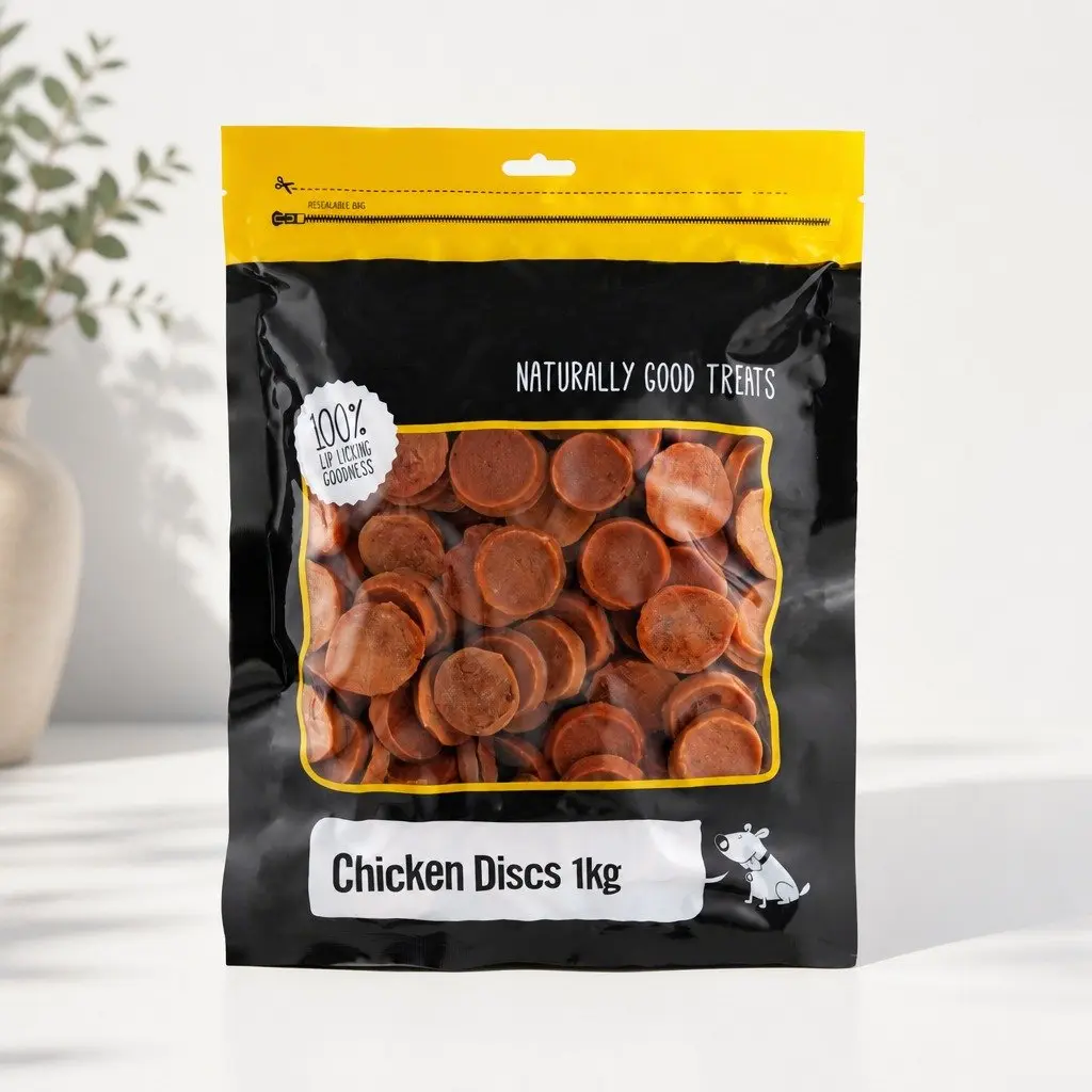 Chicken Discs 1kg Oven Baked Dog Treats High Protein Crunchy Training Reward