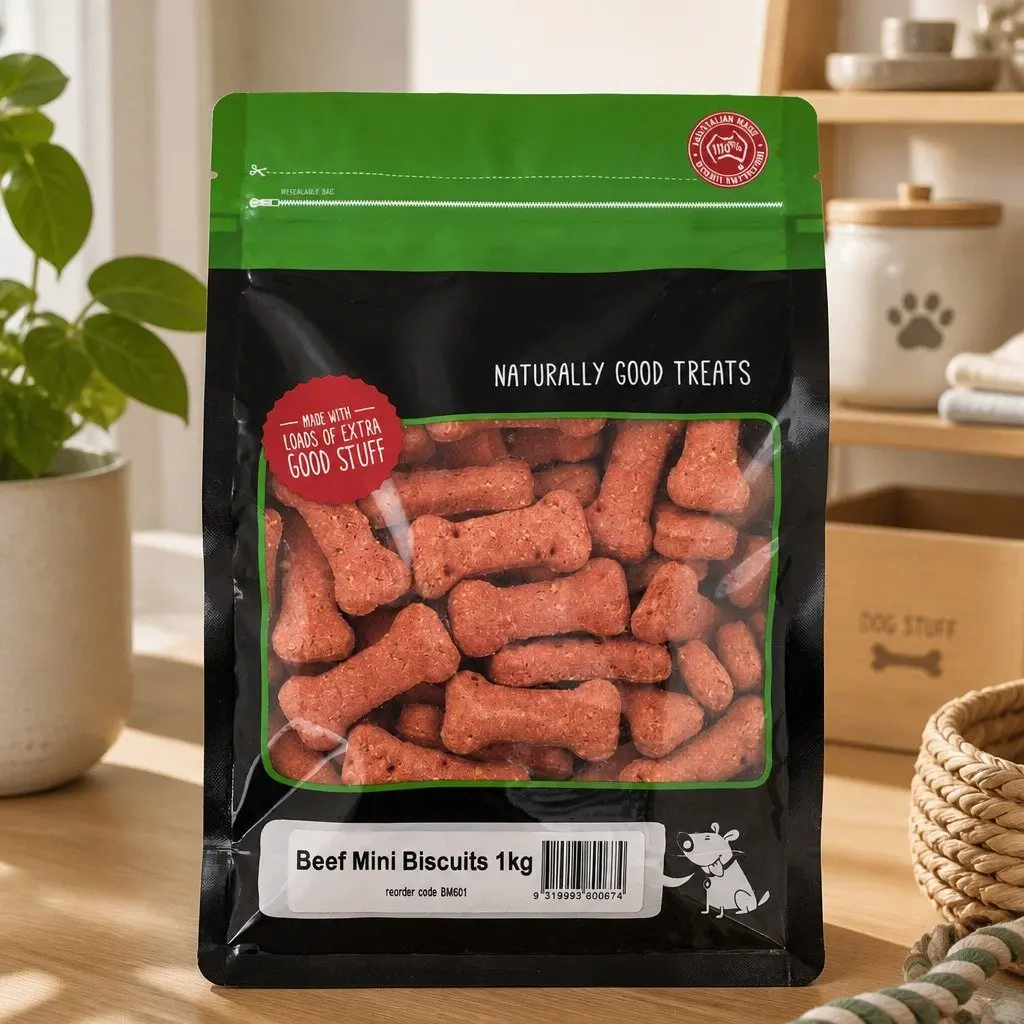 Oven Baked Dog Treats Mini Beef Biscuits 1kg Small Medium Breed Training Rewards