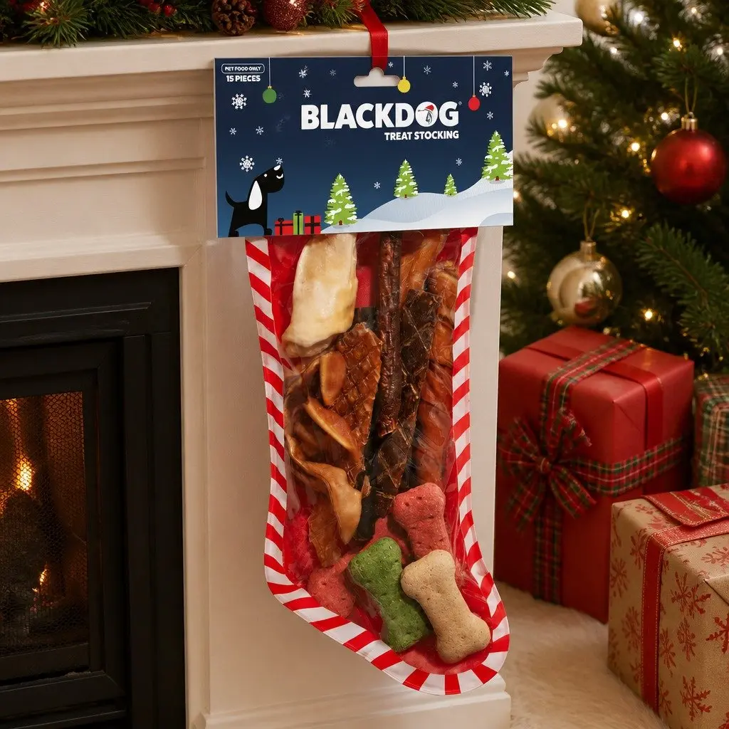 Dog Treats Christmas Stocking Assorted 15 Piece Holiday Pet Gift