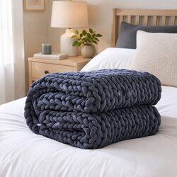 Weighted Blanket Queen Chunky Knit Soft Calm Anxiety Chunky Knitted Sleep Cover