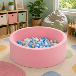 Kids Foam Ball Pit 90cm Play Pen Pink Soft Sponge Pool Barrier Playroom Toys