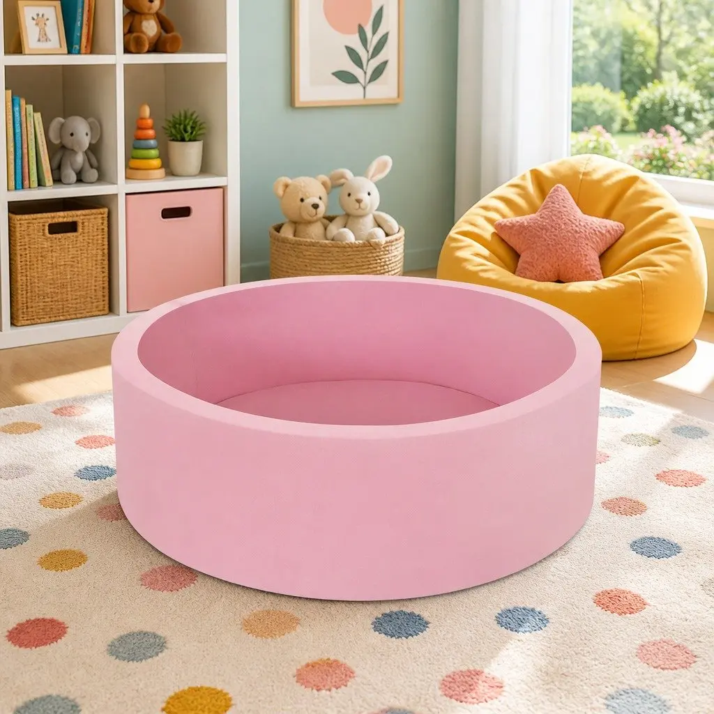Kids Foam Ball Pit Soft Sponge Construction 90cm Pink Play Pen