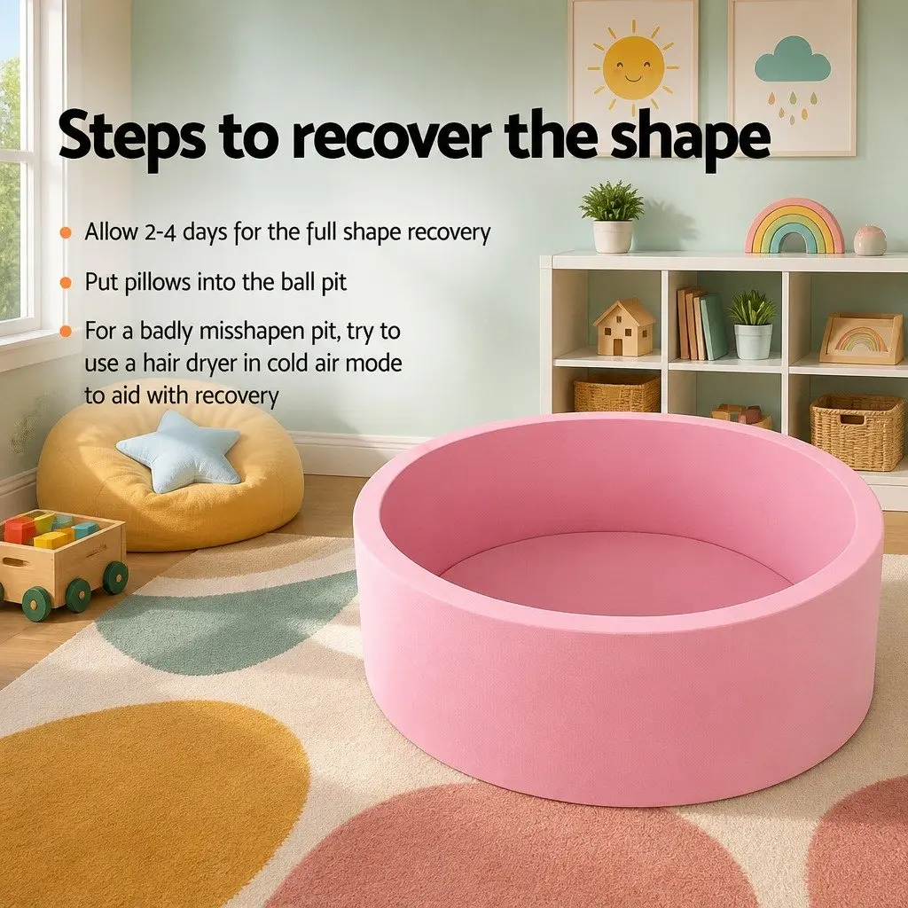 Kids Foam Ball Pit Soft Sponge Construction 90cm Pink Play Pen