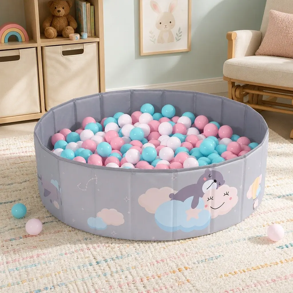 Toddler Toy Storage Grey Foldable Ball Pit Pool Playhouse 100cm x 30cm