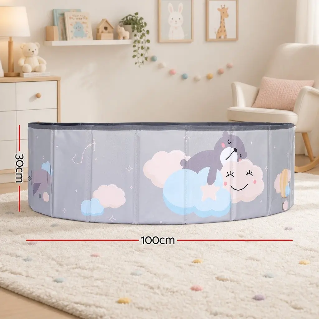 Toddler Toy Storage Grey Foldable Ball Pit Pool Playhouse 100cm x 30cm