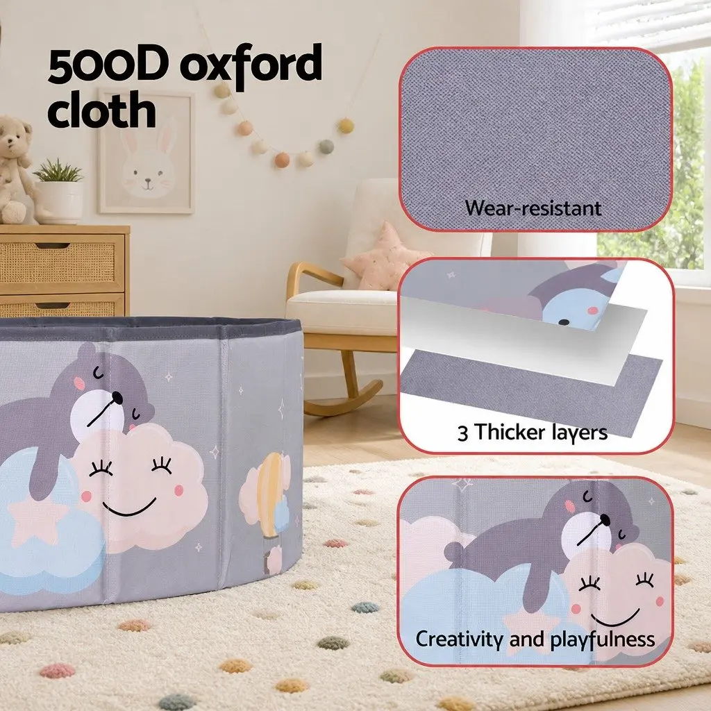 Toddler Toy Storage Grey Foldable Ball Pit Pool Playhouse 100cm x 30cm