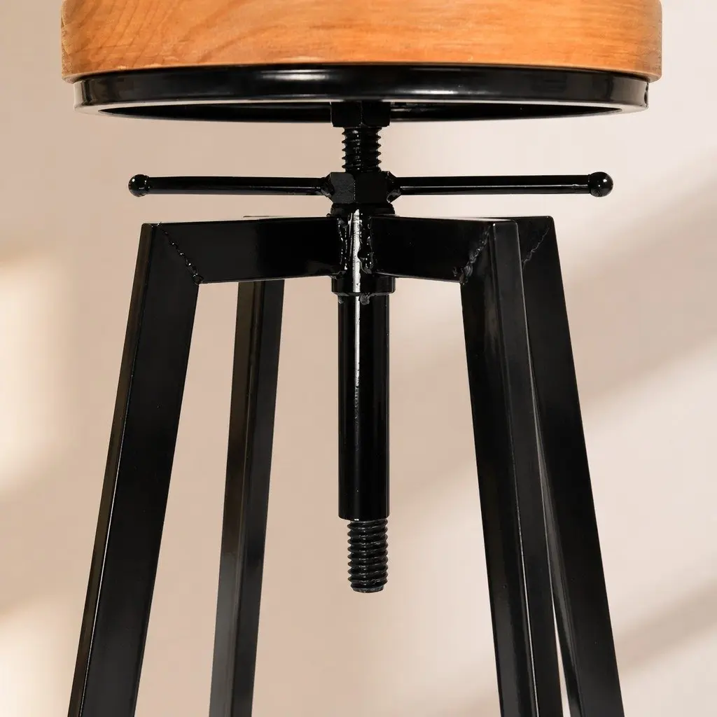Industrial Bar Stool Vintage Adjustable Height Swivel Seat