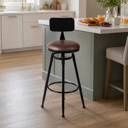 Industrial Bar Stool Counter Height Kitchen Dining Adjustable Swivel Footrest