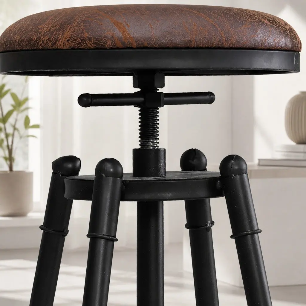 Industrial Bar Stools Set of 2 Kitchen Counter Height Adjustable Swivel Seat