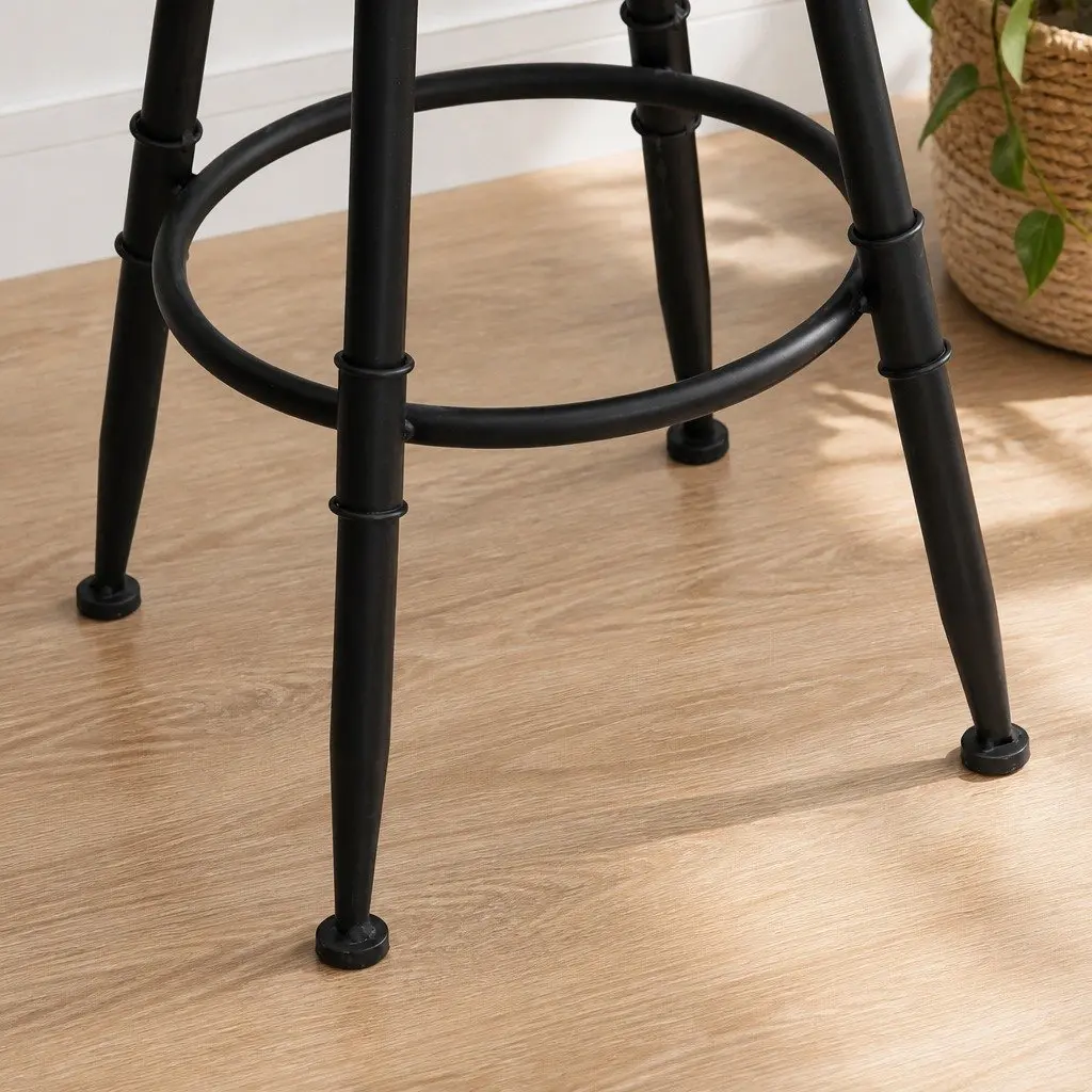 Industrial Bar Stools Set of 2 Kitchen Counter Height Adjustable Swivel Seat