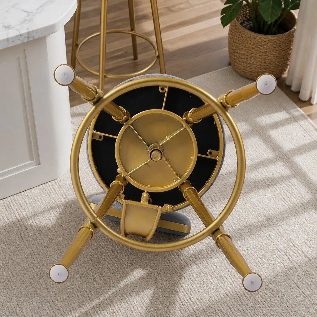 Bar Stools Adjustable Swivel Velvet Seat Counter Height 33cm W x 33cm D x 70-87cm H