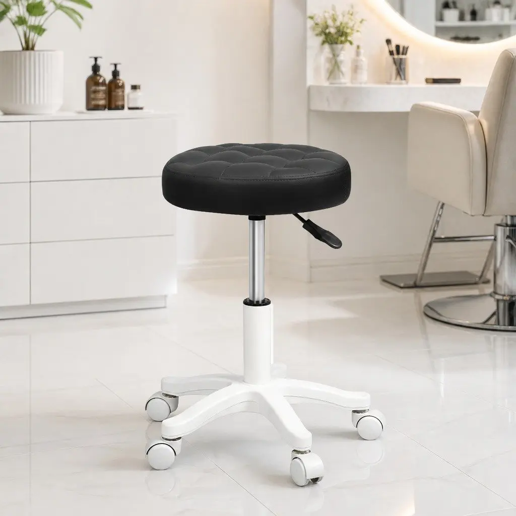 Rolling Bar Stool Swivel Height Adjustable 4 Pack Black