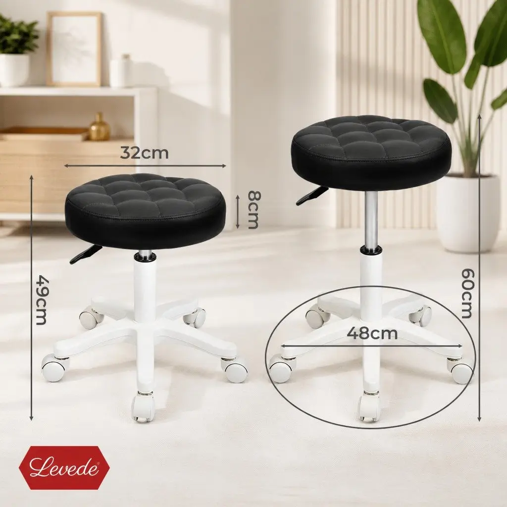 Rolling Bar Stool 360 Rotation Adjustable Height PU Leather Upholstered Seat
