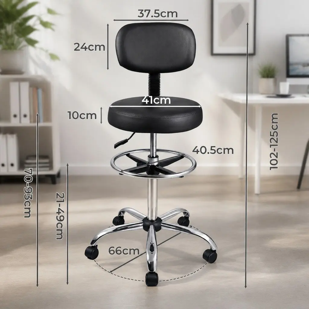Swivel Office Chair Ergonomic High Back Height Adjustable with Footrest Black