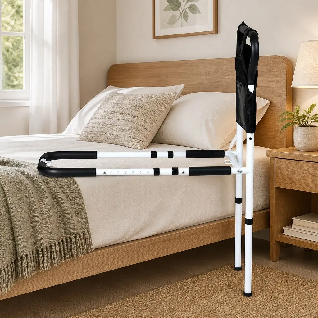 Bed Rail Safety Grab Handle Adjustable Height for Elderly Adult Mobility Support