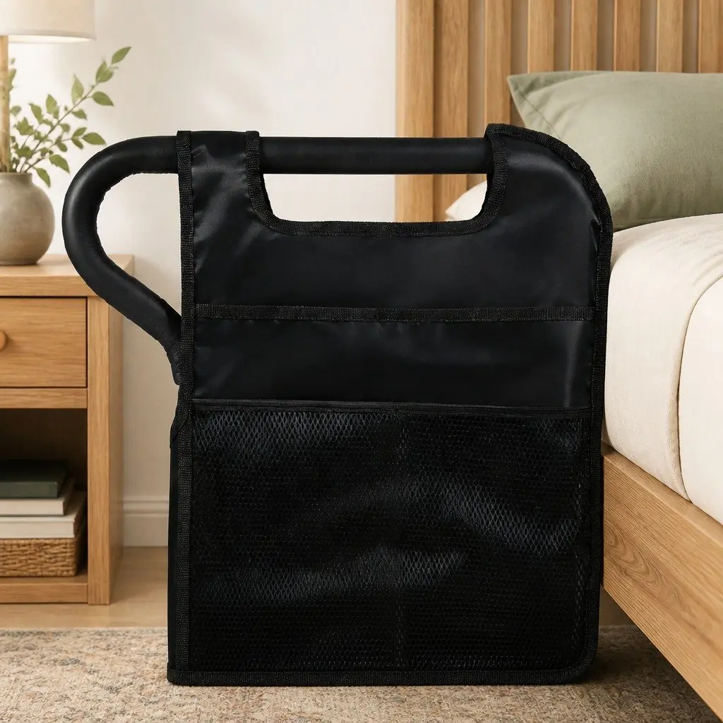 Bed Rail Safety Grab Handle Adjustable Height for Elderly Adult Mobility Support