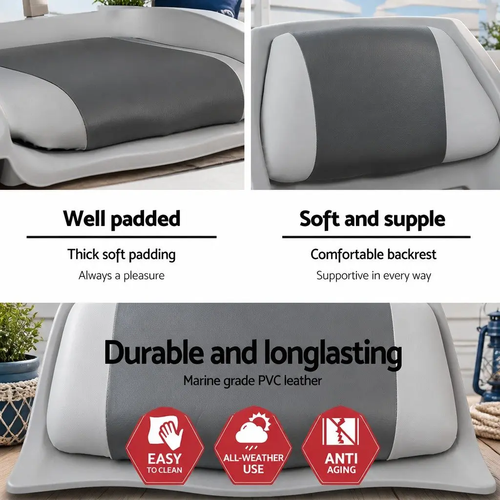 Folding Boat Seats 2 Pack Swivel Marine Low Back Padded Grey Charcoal
