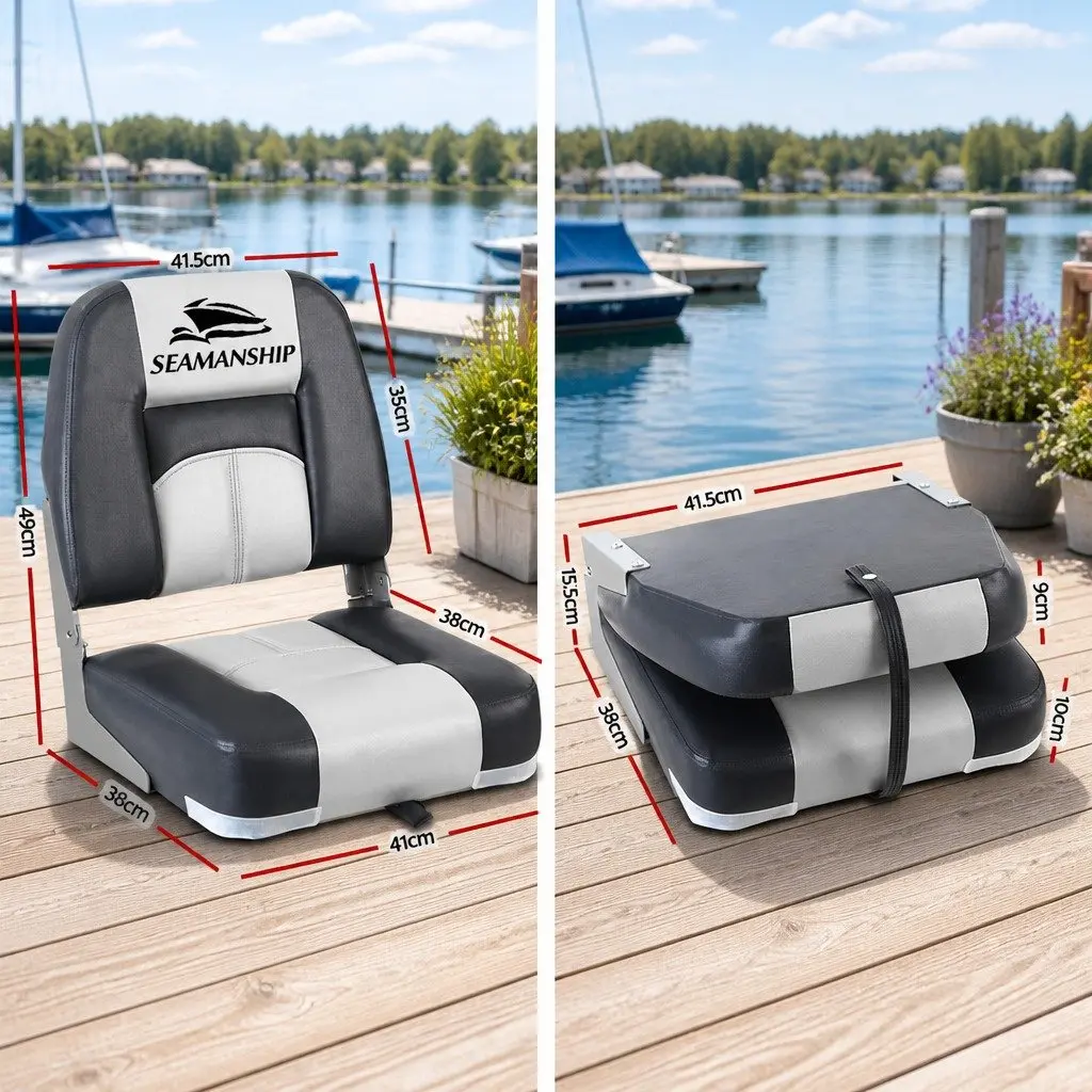 Marine Seating Grey Low Back Swivel Folding Boat Seats Pair Outdoor Comfort