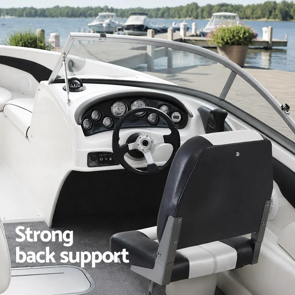 Marine Seating Grey Low Back Swivel Folding Boat Seats Pair Outdoor Comfort