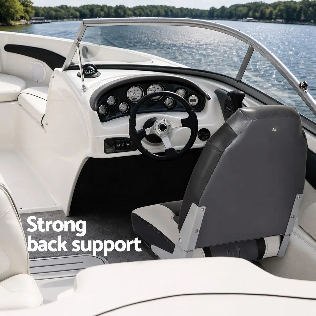 Folding Boat Seats 2X Pack with Adjustable Swivel Pedestals 34–46cm High Back