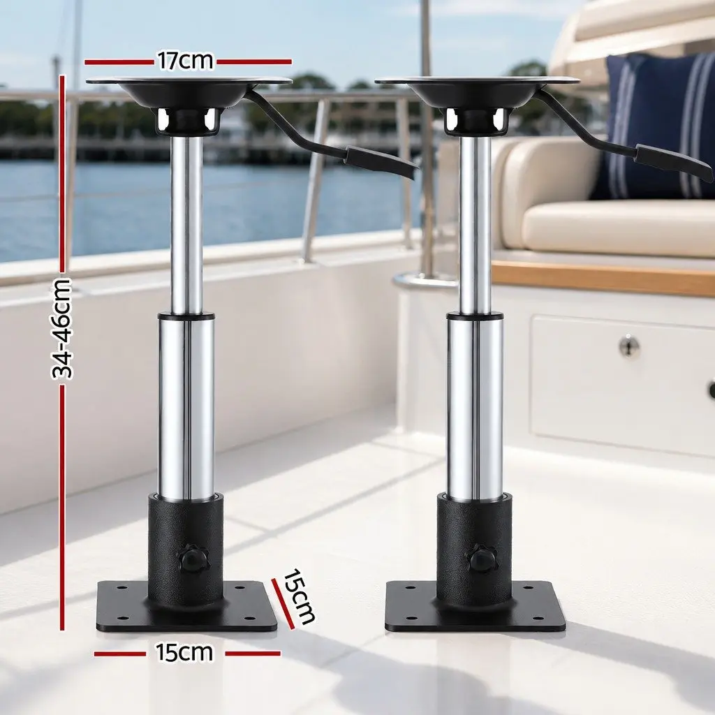Boat Seat Pedestal 34-46cm Adjustable Gas Lift 360 Swivel Black 2 Pack