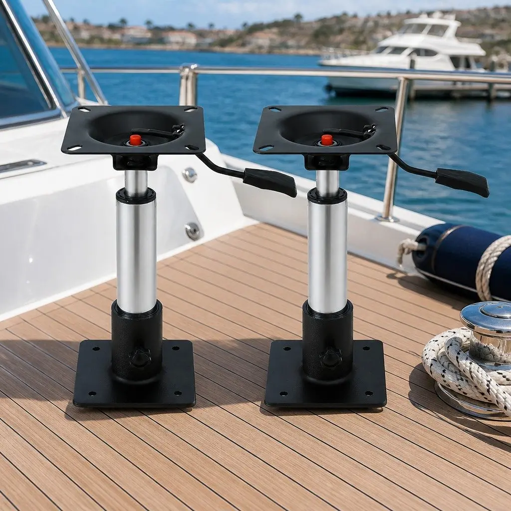 Boat Seat Pedestal 34-46cm Adjustable Gas Lift 360 Swivel Black 2 Pack