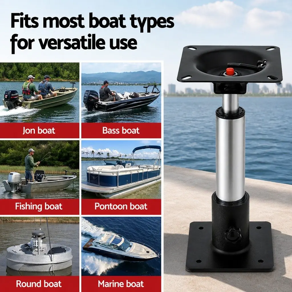 Boat Seat Pedestal 34-46cm Adjustable Gas Lift 360 Swivel Black 2 Pack