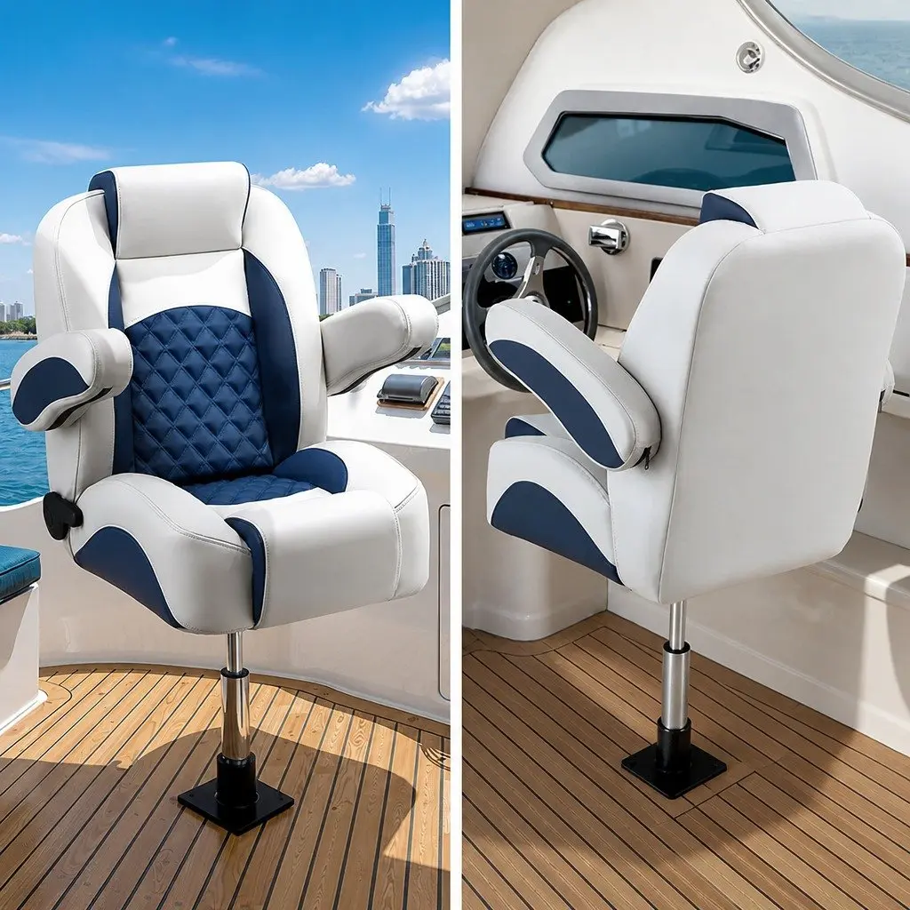 Boat Seat Pedestal 34-46cm Adjustable Gas Lift 360 Swivel Black 2 Pack