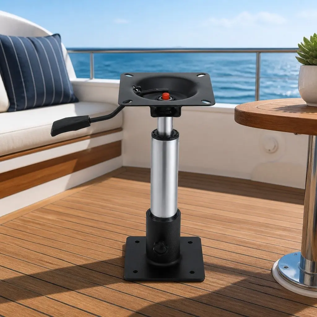 Boat Seat Pedestal Gas Lift 34-46cm Adjustable 360 Swivel Black Marine Fishing