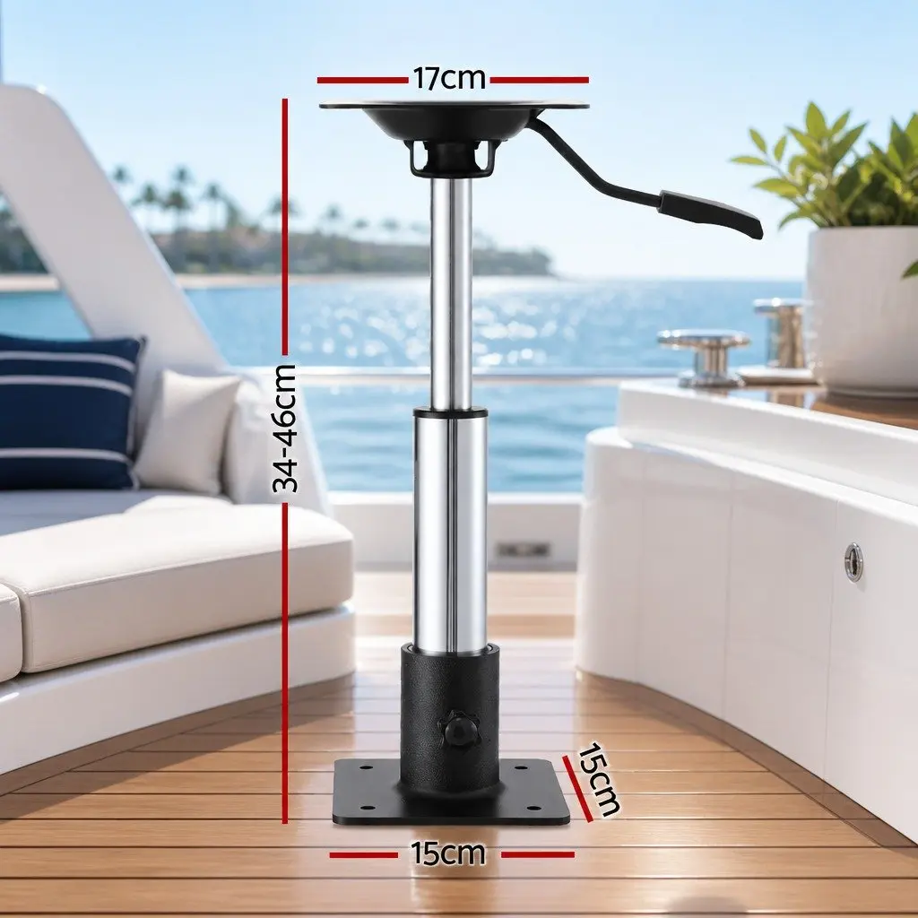 Boat Seat Pedestal Gas Lift 34-46cm Adjustable 360 Swivel Black Marine Fishing