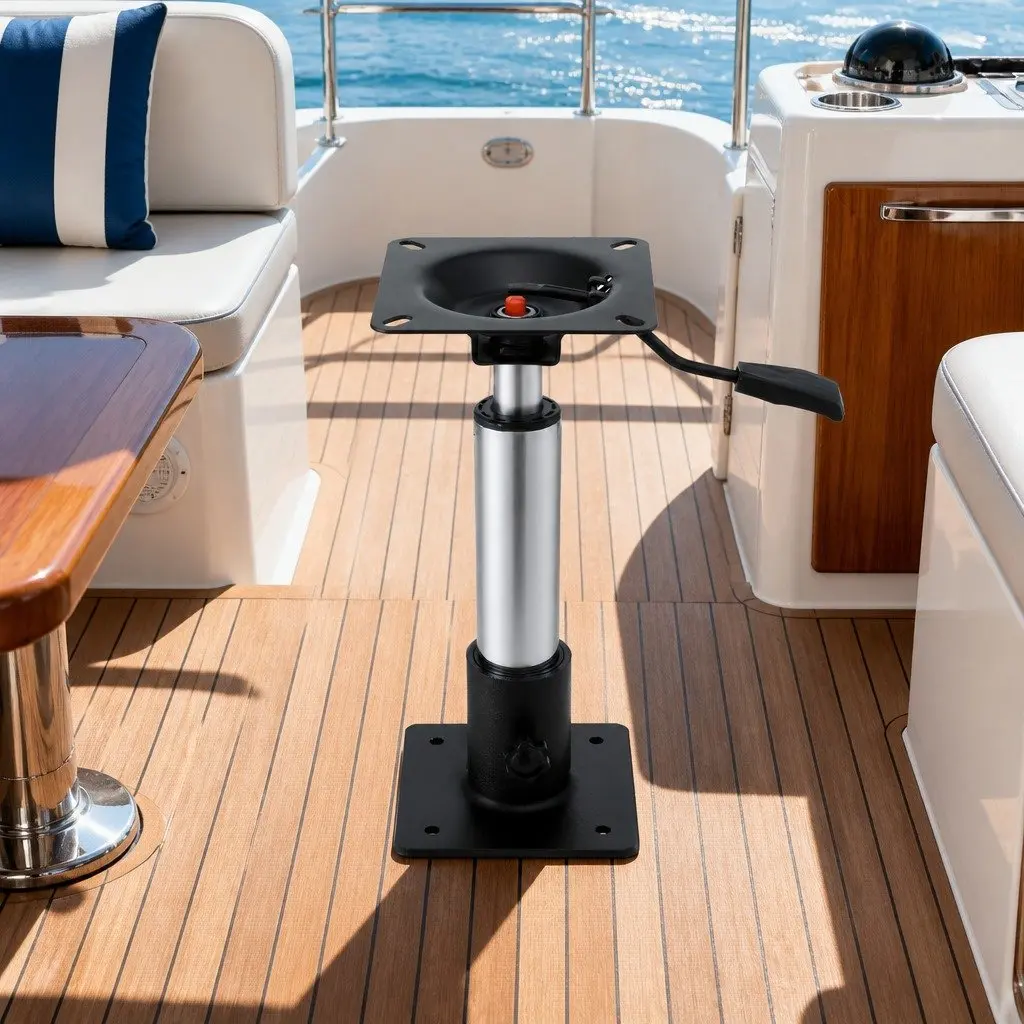 Boat Seat Pedestal Gas Lift 34-46cm Adjustable 360 Swivel Black Marine Fishing