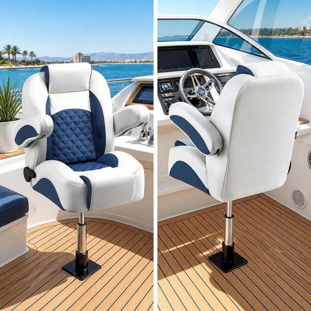 Boat Seat Pedestal Gas Lift 34-46cm Adjustable 360 Swivel Black Marine Fishing