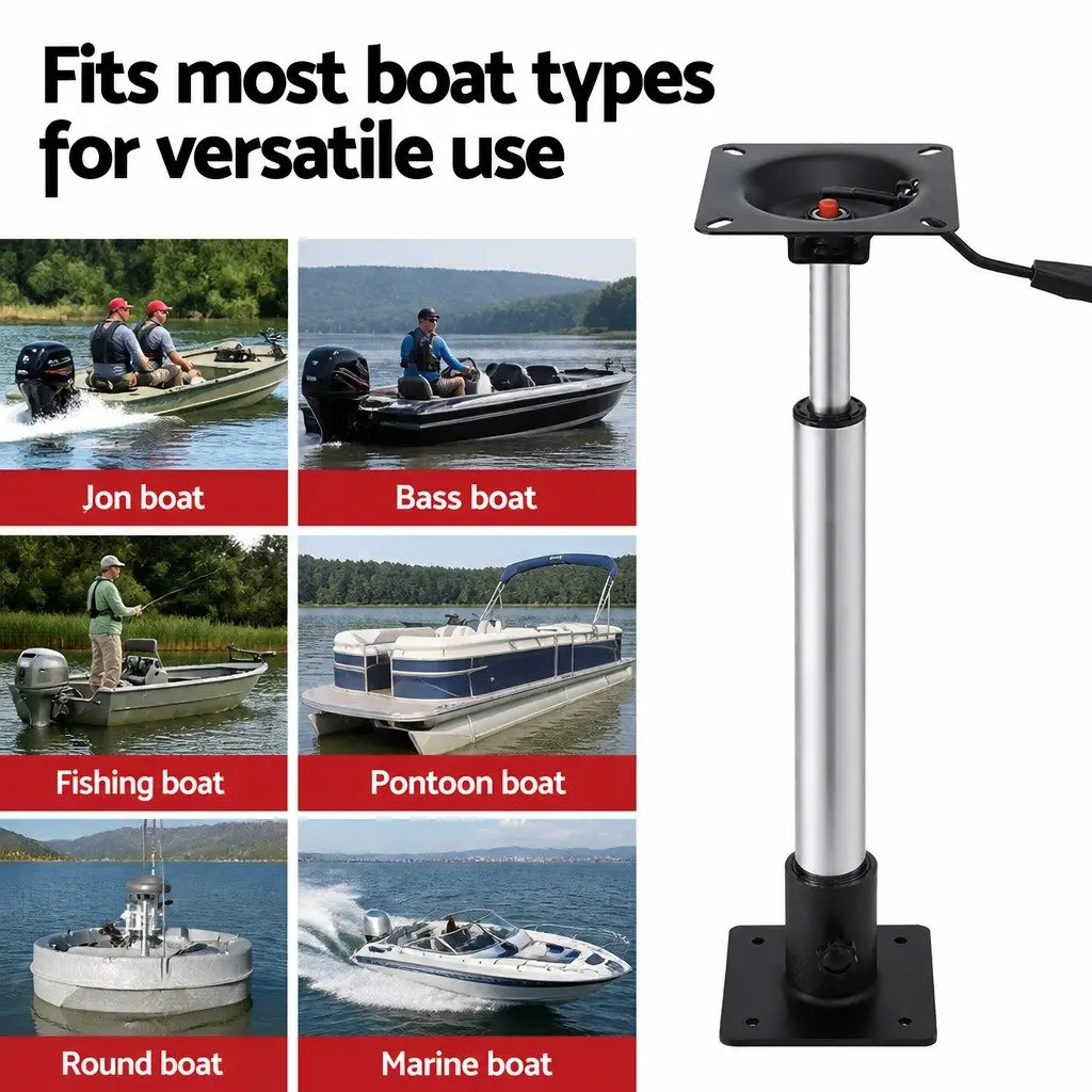 Adjustable Boat Pedestal 360 Degree Swivel Black Height Range 55-75cm 2 Pack