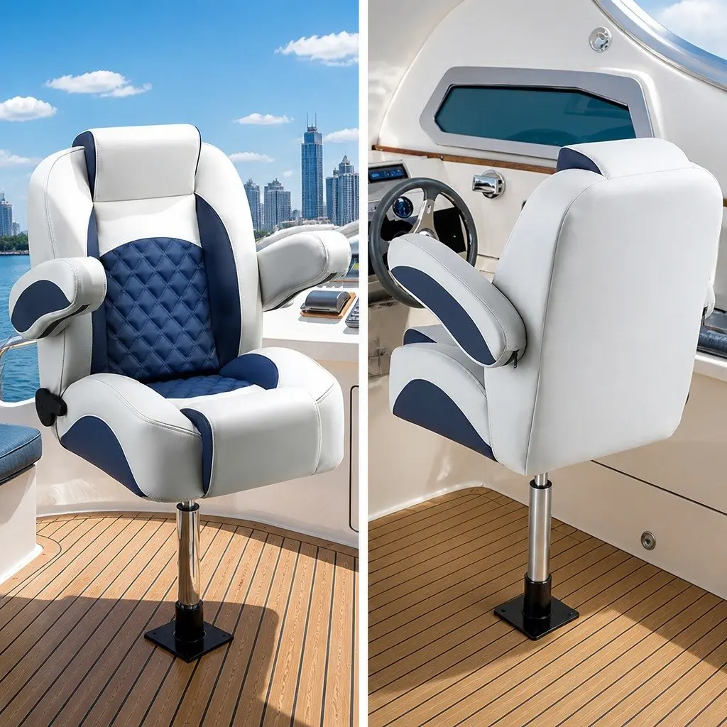 Adjustable Boat Pedestal 360 Degree Swivel Black Height Range 55-75cm 2 Pack
