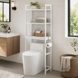 Over Toilet Storage Rack 3 Tier Bathroom Organiser Space Saving Shelf White