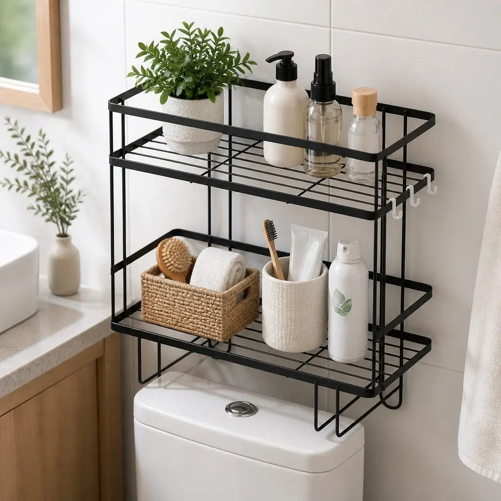 2 Tier Storage Rack for Above Toilets